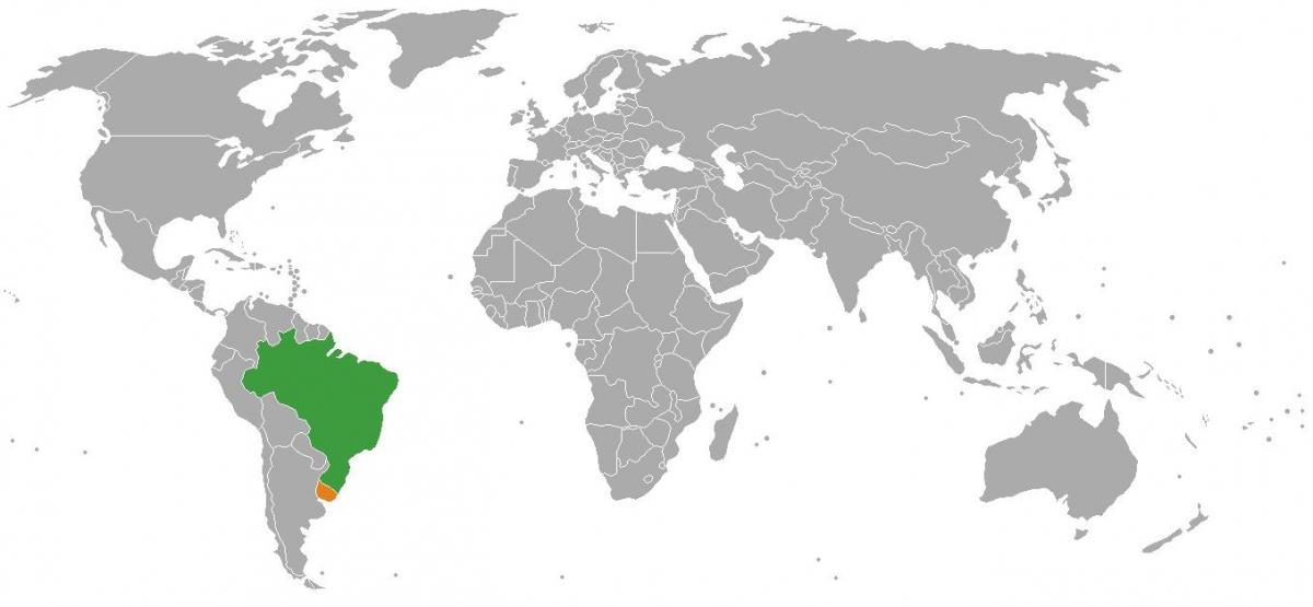 उरुग्वे स्थान पर दुनिया के नक्शे