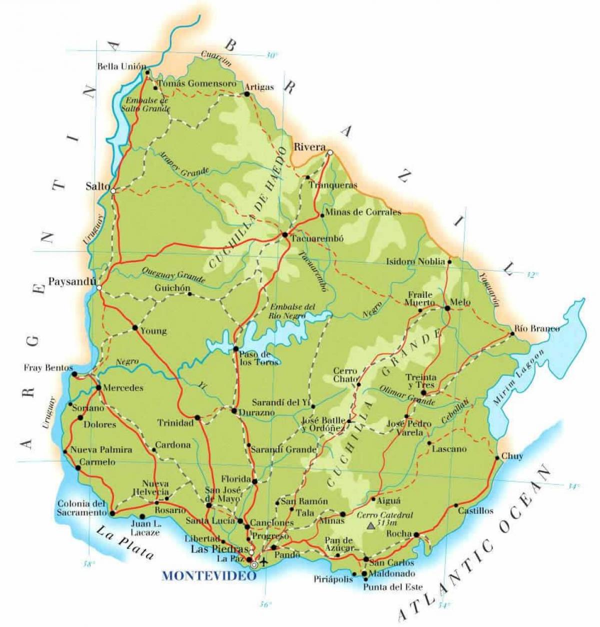 नक्शे के भूगोल उरुग्वे