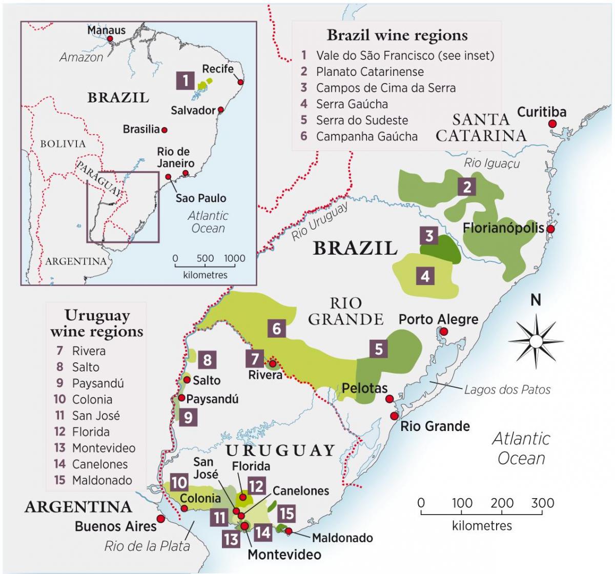 नक्शा उरुग्वे की शराब