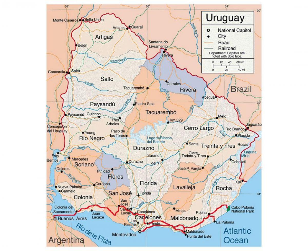 नक्शे की उरुग्वे के साथ citie