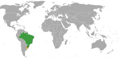 उरुग्वे स्थान पर दुनिया के नक्शे