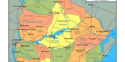 नक्शा उरुग्वे के राजनीतिक